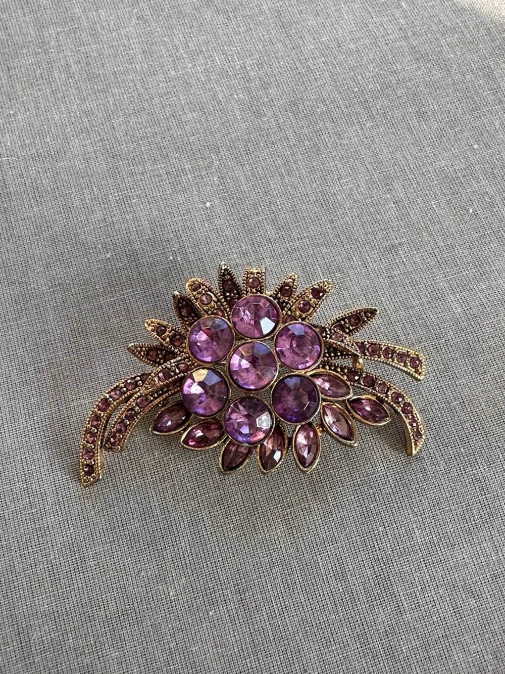 Purple Crystal Floral Brooch - Fashion Jewelry